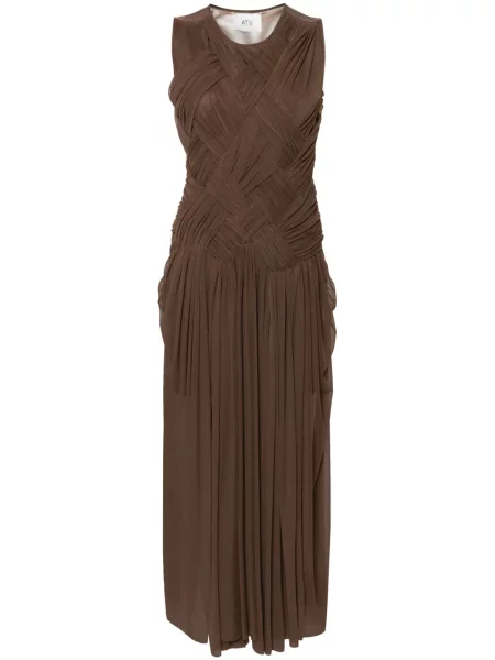Oblekové maxi maxi šaty Atu Body Couture hnědé