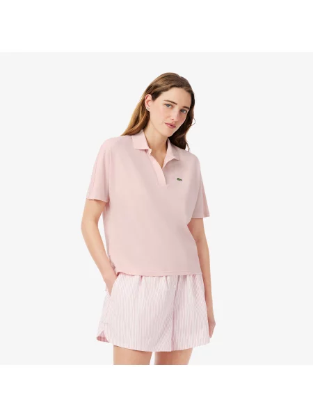 Lacoste Koszulka Polo Fluid Piqué O Swobodnym Kroju różowa