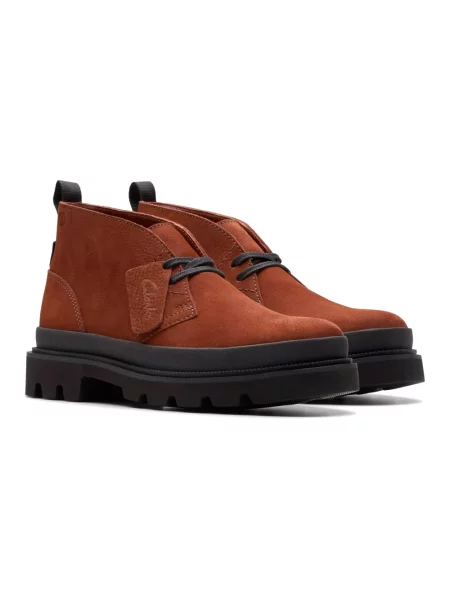 Botki Clarks skórzane brązowe