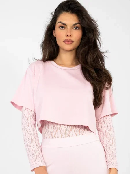 Body Italy Moda din dantelă cu mâneci din dantelă alb