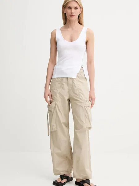 G-Star spodnie proste high waist beżowy