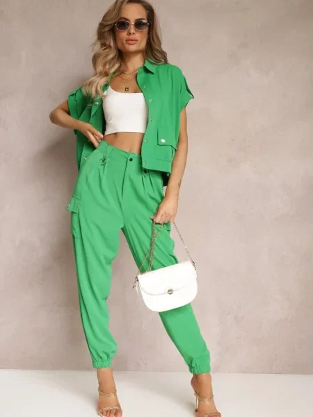 Set din 2 Piese cu Bluză și Pantaloni Ezrala verde