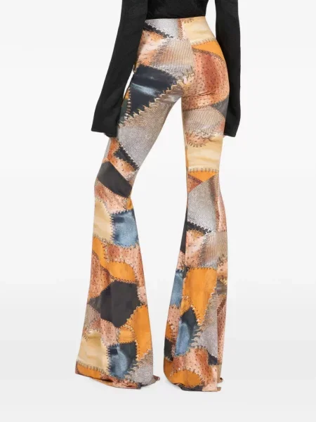 Hlače Roberto Cavalli s printom lepršave smeđa