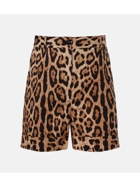Bermudy Dolce&gabbana z nadrukiem w panterkę brązowe
