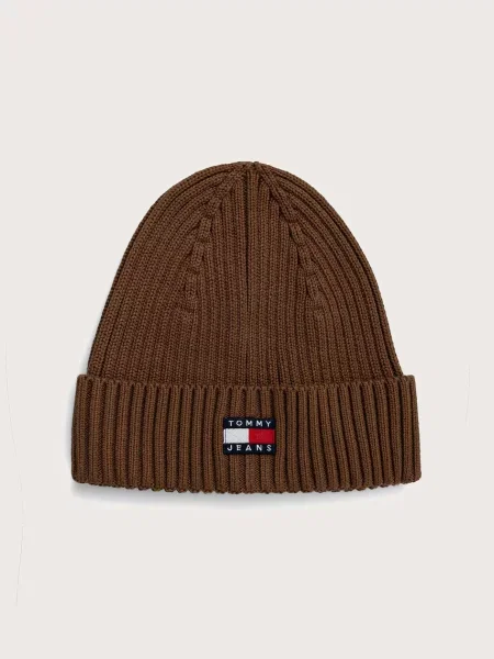 Tommy Jeans czapka beanie brązowa