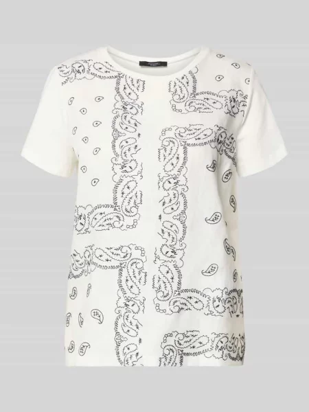 T-shirt o kroju regular fit z mieszanki bawełny i lnu model GENIO' Weekend Max Mara biała