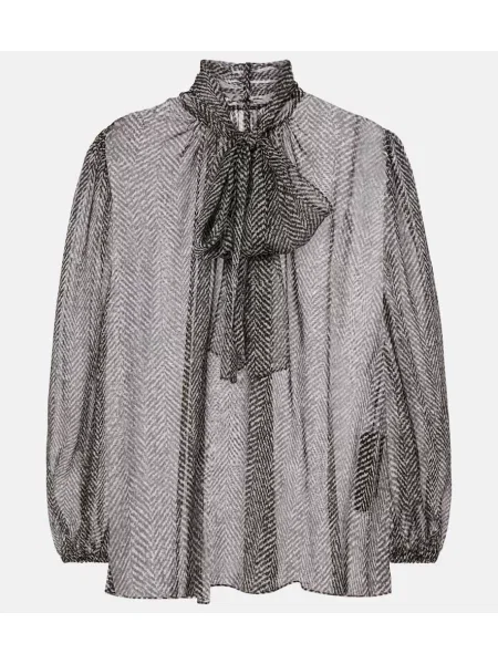 Jedwabny top Dolce&gabbana w jodełkę czarny