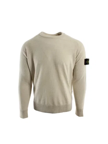 Sweter Stone Island wełniany z kamieniami beżowy