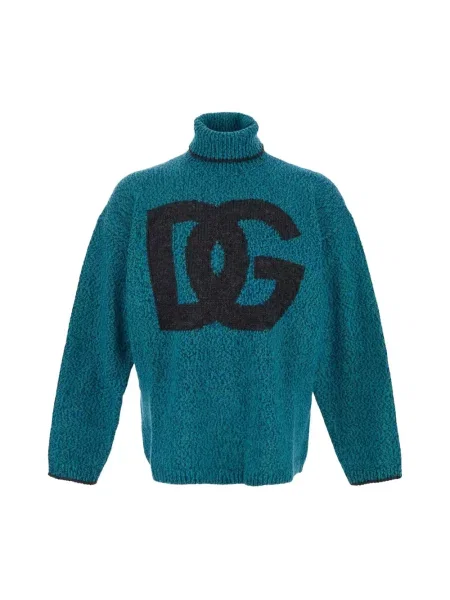 Sweter wełniany Dolce And Gabbana wełniany niebieski