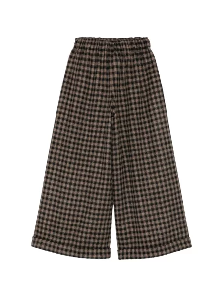 Pantaloni Daniela Gregis de lână în carouri maro
