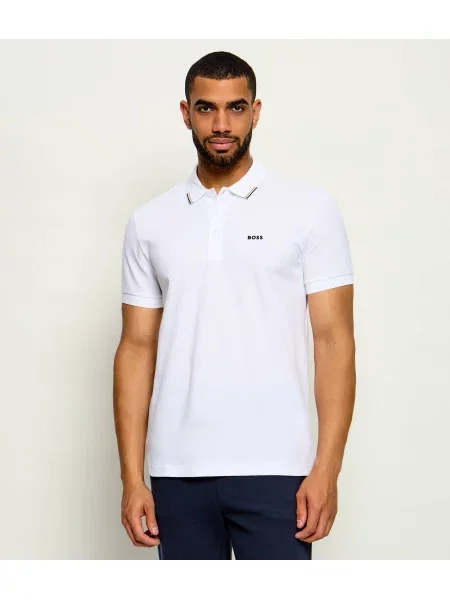 Tricou polo Boss Green alb