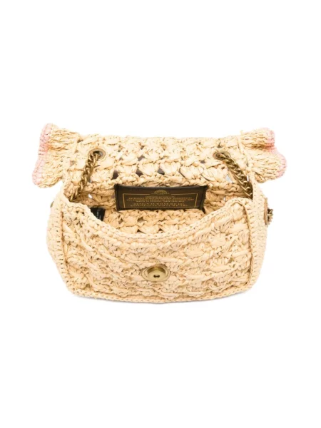 Torebka crossbody Kurt Geiger z kamieniami skórzana beżowa