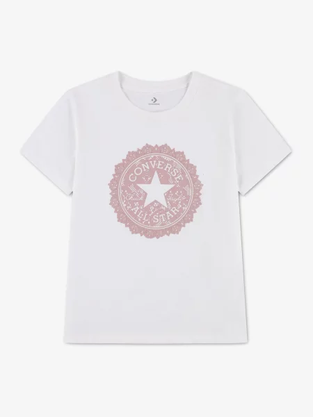 CONVERSE Tricou roz pal alb