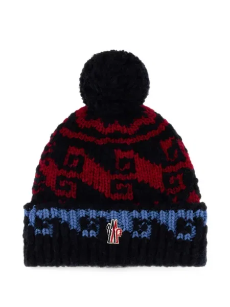 Шапка Moncler Grenoble бродирана синьо