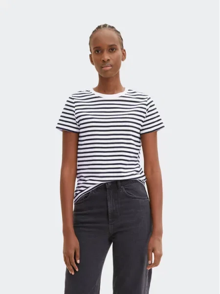 TOM TAILOR DENIM Majica / bijela crna