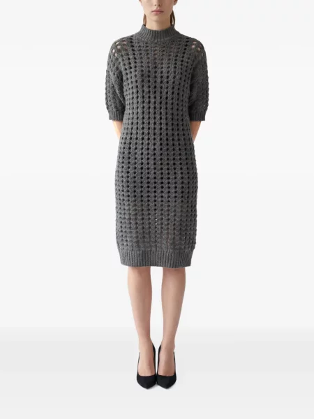 Rochie midi Brunello Cucinelli tricotate gri