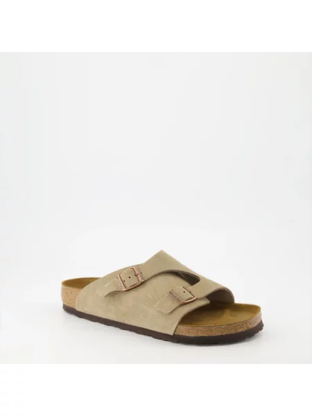 Birkenstock Zürich Suede Leather Regular Fit Mężczyźni Sandały Birkenstock Szary Size: 7 beżowe