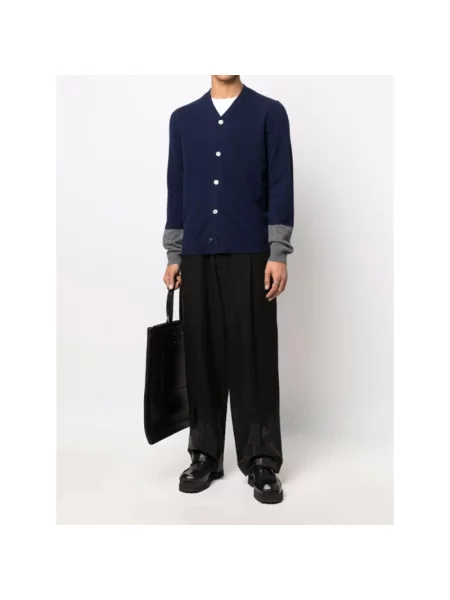 Sweter Comme Des Garcons z dekoltem w serek niebieski
