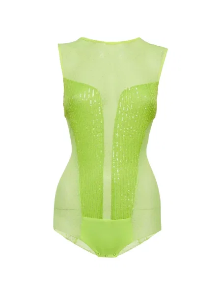 Body Elisabetta Franchi cu paiete fără mâneci verde