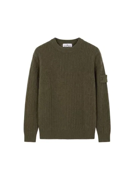 Sweter Stone Island wełniany z kamieniami zielony