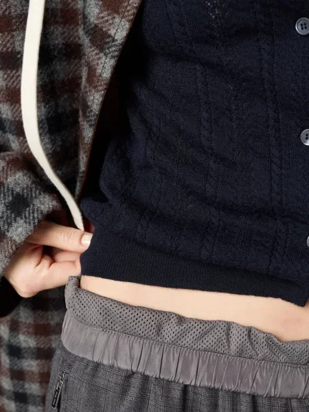 Cardigan Miu Miu tricotate ajurat albastru