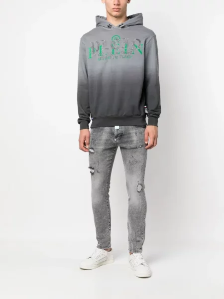 Skinny skinny džíny Philipp Plein s oděrkami