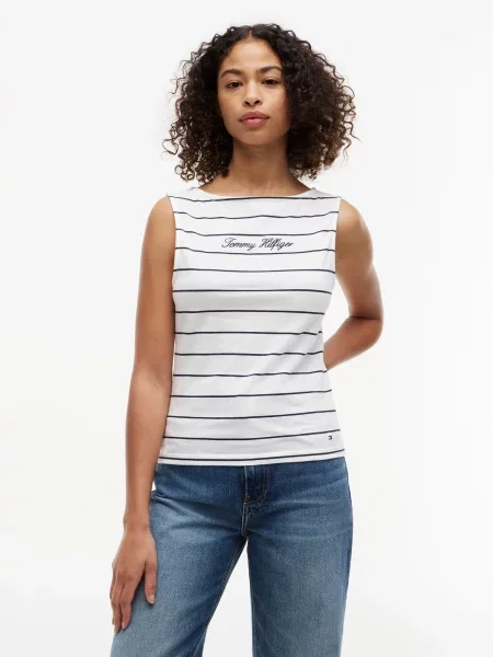 TOMMY HILFIGER Top bleumarin alb