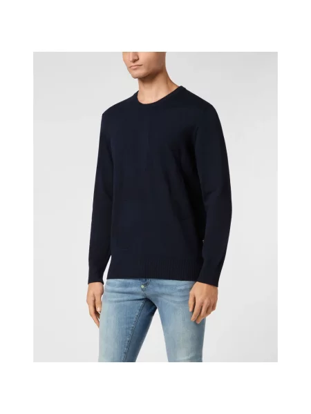 Sweter Philipp Plein z okrągłym dekoltem niebieski