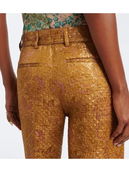 Cu centură pantaloni Dries Van Noten din jacard
