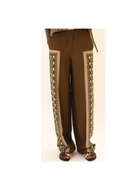 Spodnie Tory Burch brązowe