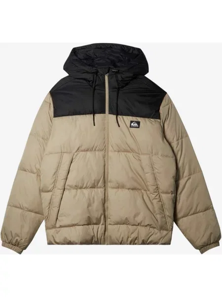 Kurtka z kapturem Quiksilver Cold Days jasnobeżowa XL czarna