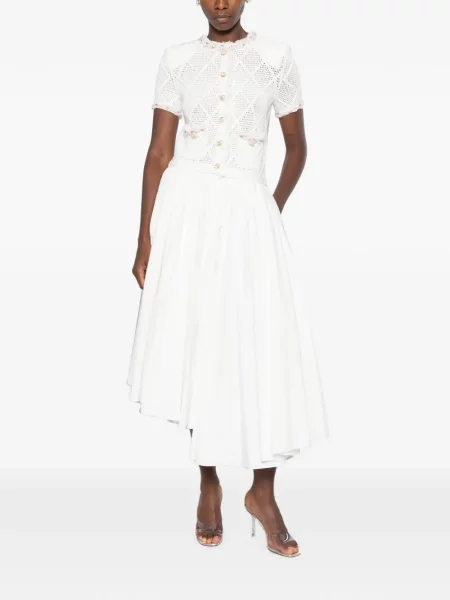 Rochie Self-portrait cu perle tricotate alb
