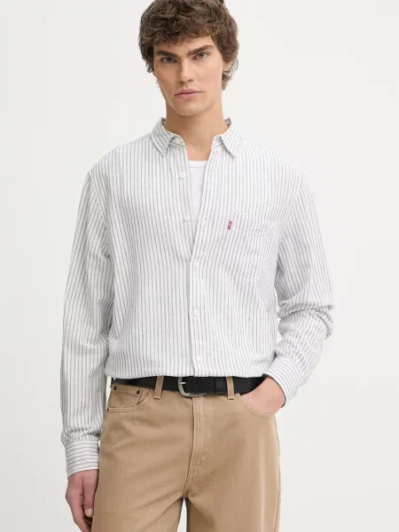 Srajca z dodatkom lanu Levi's SUNSET 1 POCKET STANDARD bela