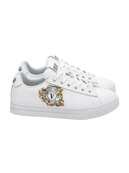 Sneakersy Versace Jeans Couture skórzane casual z nadrukiem białe