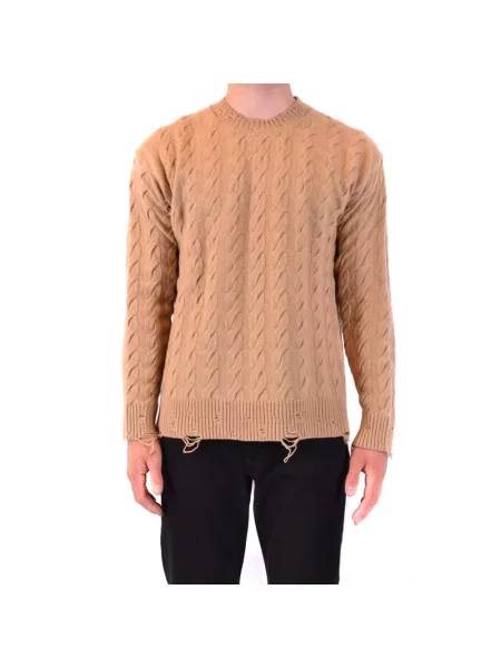 Sweter Laneus wełniany brązowy