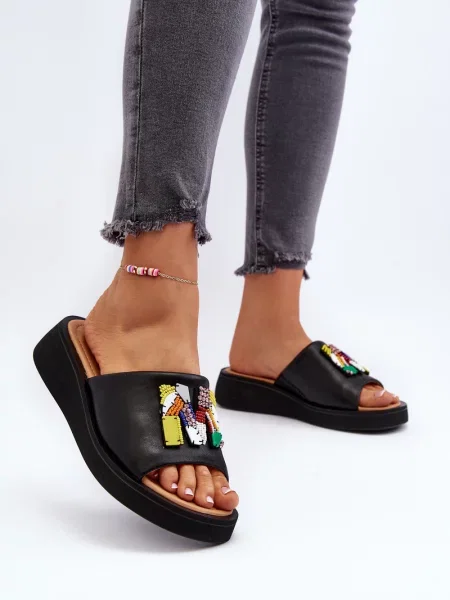 Kožené žabky Vinceza černé