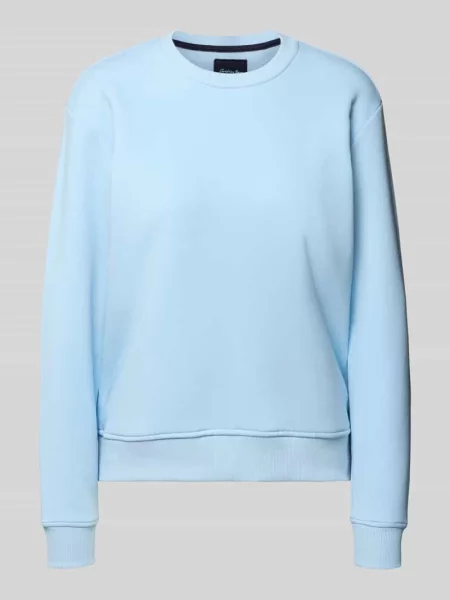 Bluza o kroju relaxed fit z mieszanki bawełny z okrągłym dekoltem Christian Berg Woman błękitna