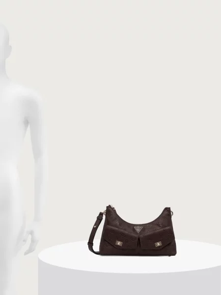 Кожаная сумка хобо Guess