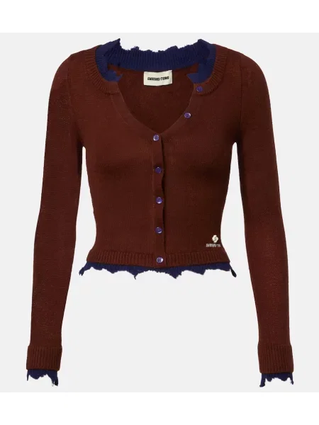 Cardigan Shushu/tong de lână zdrențuiți maro