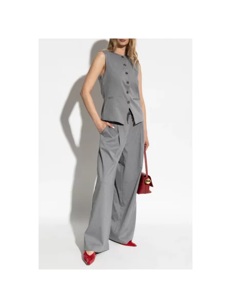 Samsøe Samsøe kamizelka garniturowa Saruma Kobiety Sztuczne włókno marmurkowy S szary