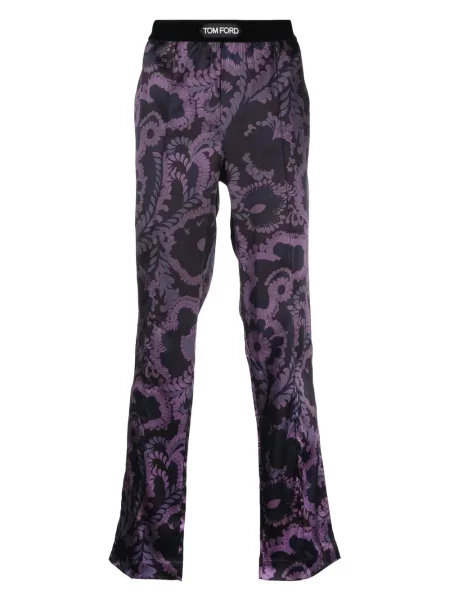 Pantaloni Tom Ford din satin cu model floral cu imagine