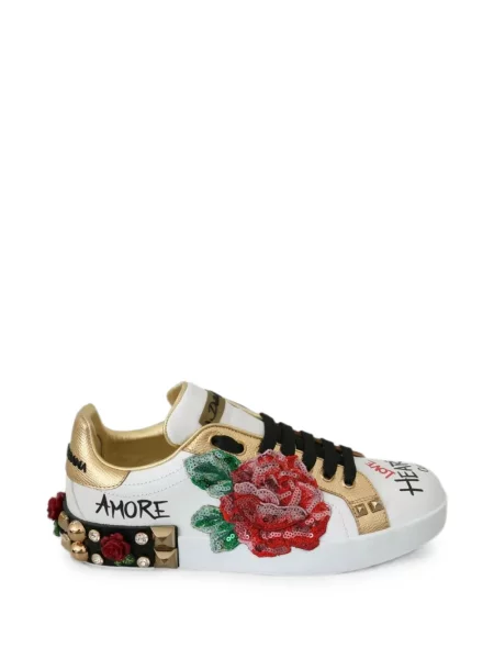 Sneakerși Dolce & Gabbana cu paiete alb