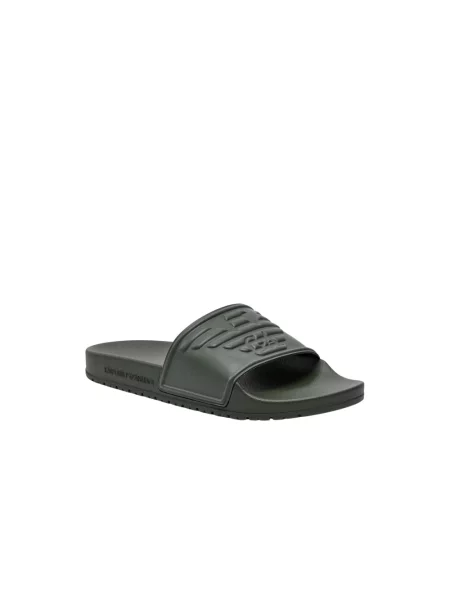 Klapki mules Emporio Armani z logo zielone