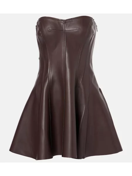 Usnjeni usnjena obleka Norma Kamali rjava