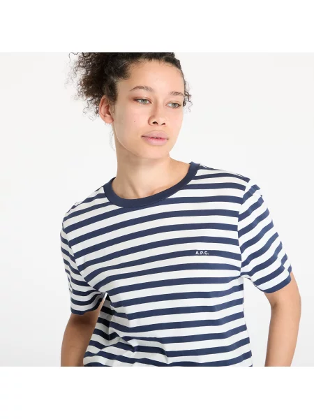 A.P.C. t-shirt t-shirt standard apc brode raye męski granatowy wzorzysty niebieska