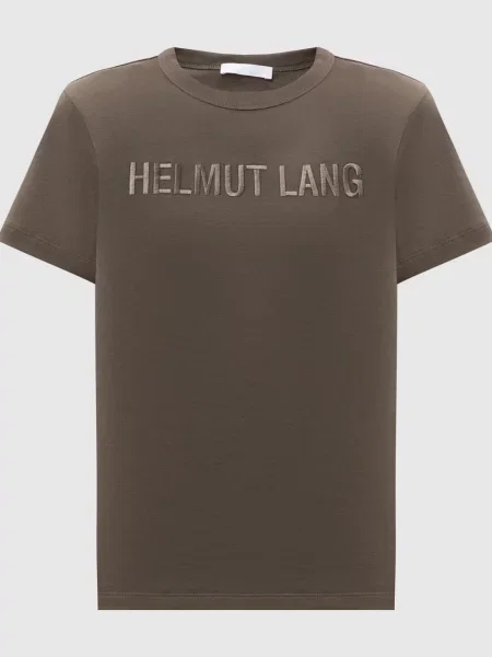 Футболка кольору з вишивкою логотипа Helmut Lang хакі