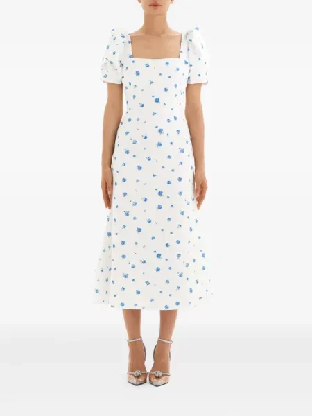 Rochie Post Meridiem cu model floral de costum alb