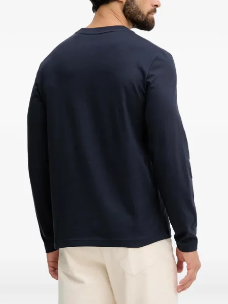 Lung tricou Gant cu broderie albastru