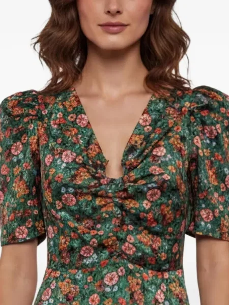 Rochie mini Sandro cu model floral cu imagine verde