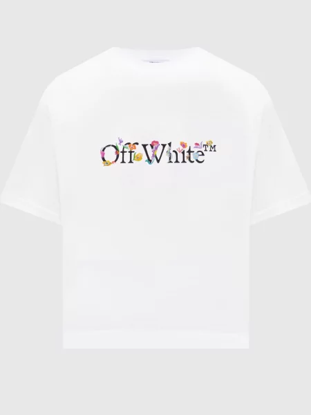 Укорочена футболка з принтом логотипа Off-white біла